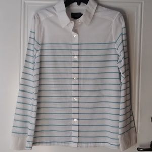 Pendleton Button Down Shirt Aqua Blue Stripe EUC